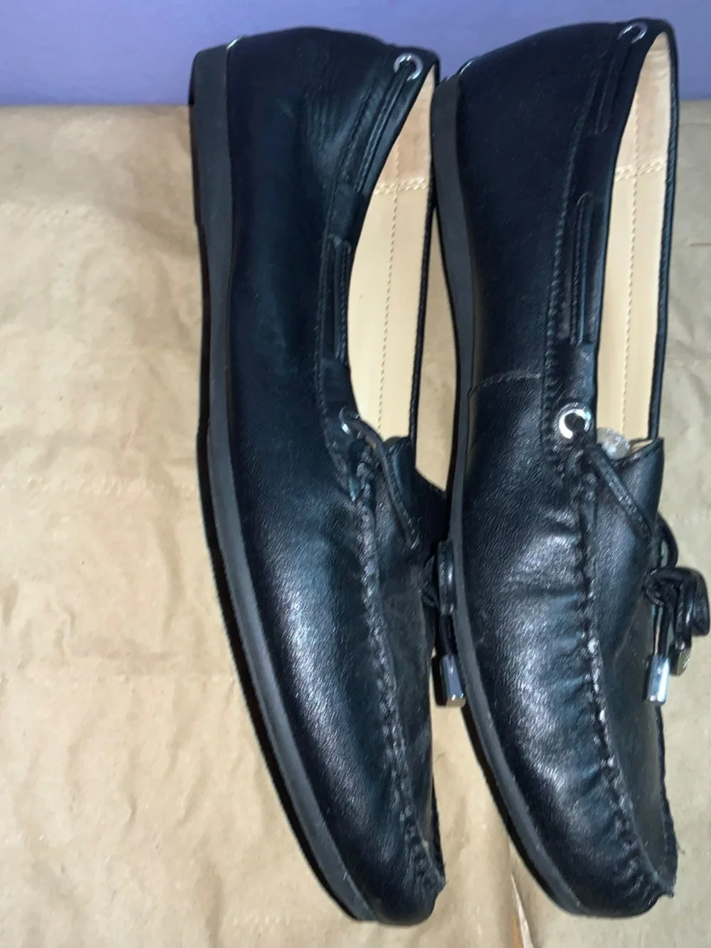 Michael Kors Sutton Leather Black Moccasin Loafer Shoes ME18G Women's Sz 9.5M